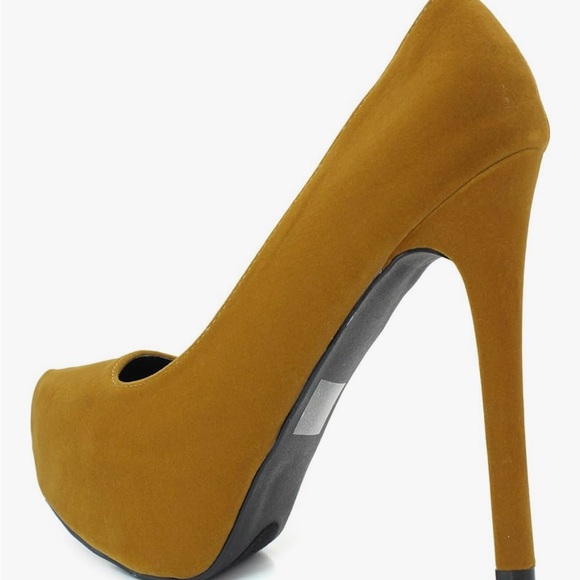 Qupid Mustard Platform Heels - Picture 2 of 6
